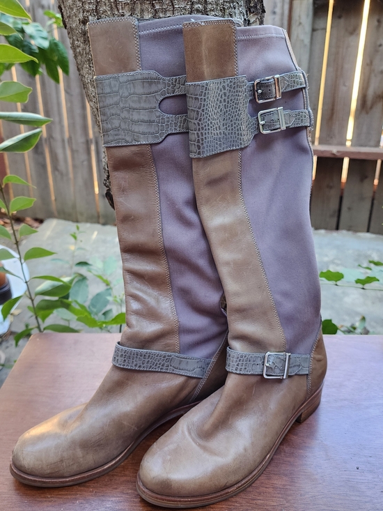 Cole Haan Shoes - Cole Haan Air Tennley Leather Buckle Riding Boots Two Tone Croc Accent 7.5